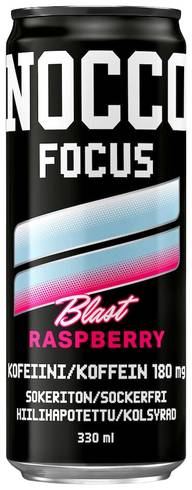 NOCCO FOCUS Raspberry Blast hiilihapotettu energiajuoma 330ml
