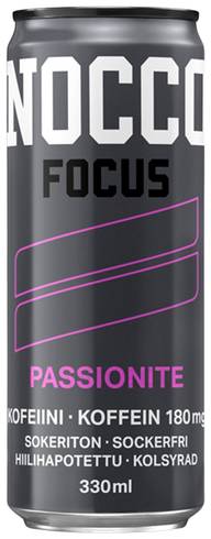 NOCCO FOCUS Passionite kofeiinia ja vitamiineja sisältävä hiilihapotettu energiajuoma 330ml