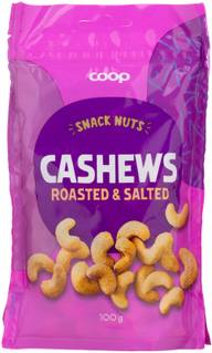Coop paahdetut & suolatut cashewpähkinät 100g
