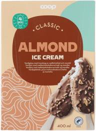 Coop Almond jäätelöpuikko 4 kpl 400 ml/268 g