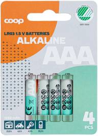 Coop alkaliparisto AAA/LR03/1,5V 4 kpl