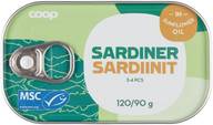 Coop sardiinit auringonkukkaöljyssä MSC 120/90 g