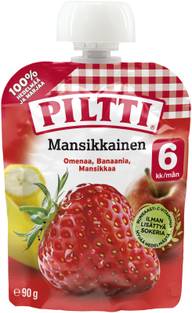 PILTTI 90g Mansikkainen hedelmäsose 6kk annospussi