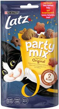 PURINA LATZ Party Mix Orginal Kana, Maksa ja Kalkkuna Kissan herkut 60g