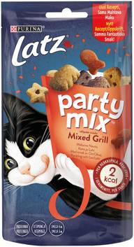 Latz 60g Party Mix snacks Mixed Grill Naudanlihan, Kanan & Lohen makuinen kissanherkku