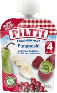 Piltti Pohjoisen maut 90g Punaposki hedelmäsose 4kk annospussi