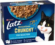 Latz Sensations Crunchy 10x85g+40g Fish lajitelma hyytelössä 4 varianttia kissanruoka