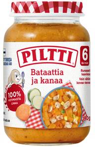 Piltti 190g Bataattia ja kanaa lastenateria 6kk