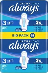 Always 18kpl Ultra Long Plus 3 siivekkeillä terveysside