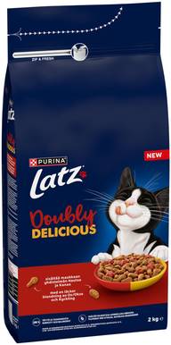 Purina Latz Doubly Delicious Nautaa Kissan kuivaruoka 2kg