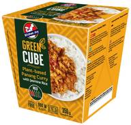Kitchen Joy Green-Cube Kasvispohjainen Panang Curry, soijaproteiinia ja jasmiiniriisiä, pakasteateria 350g