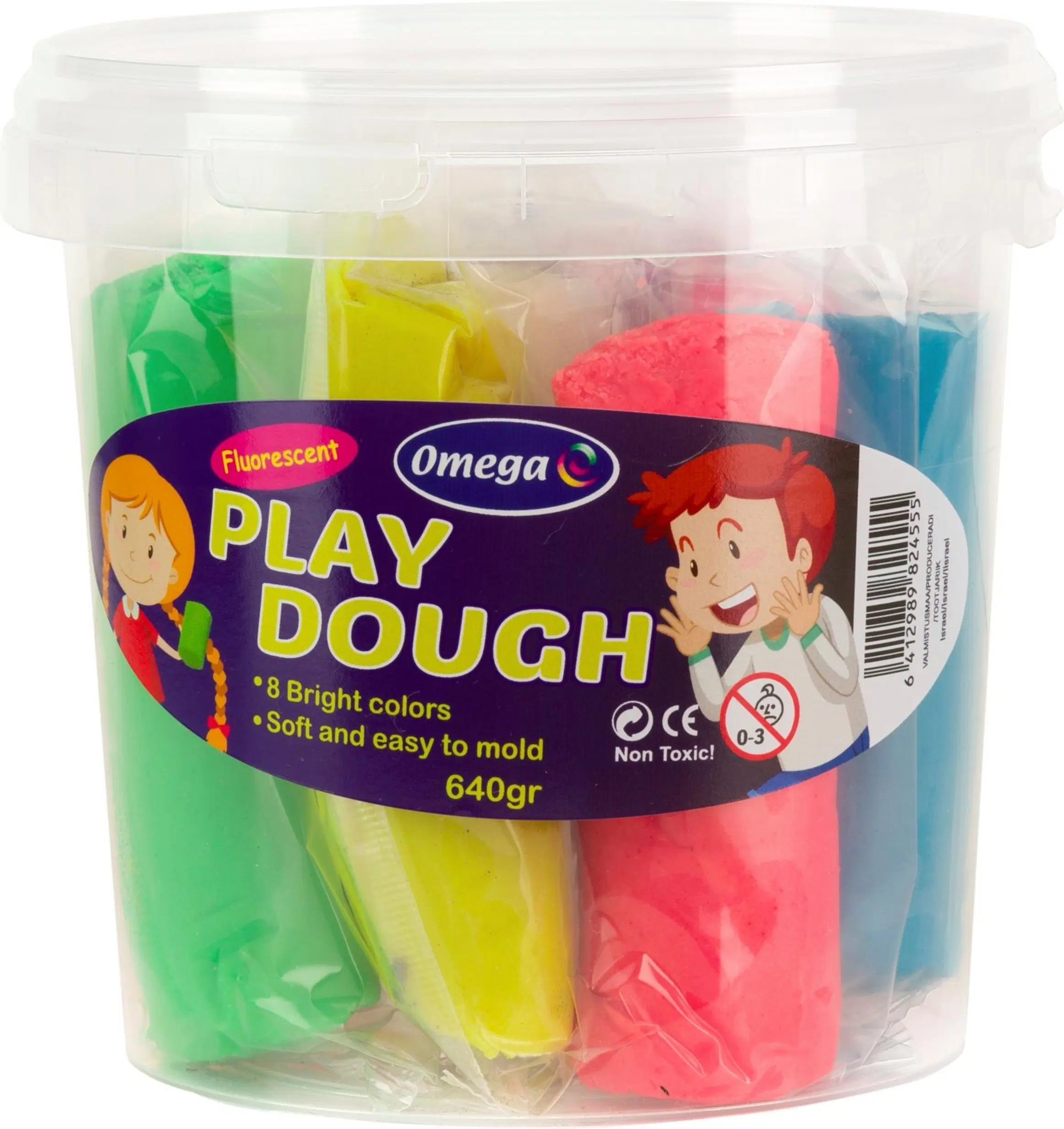 Omega Omega muovailuvahasanko 8 x 80 g, neonvärit