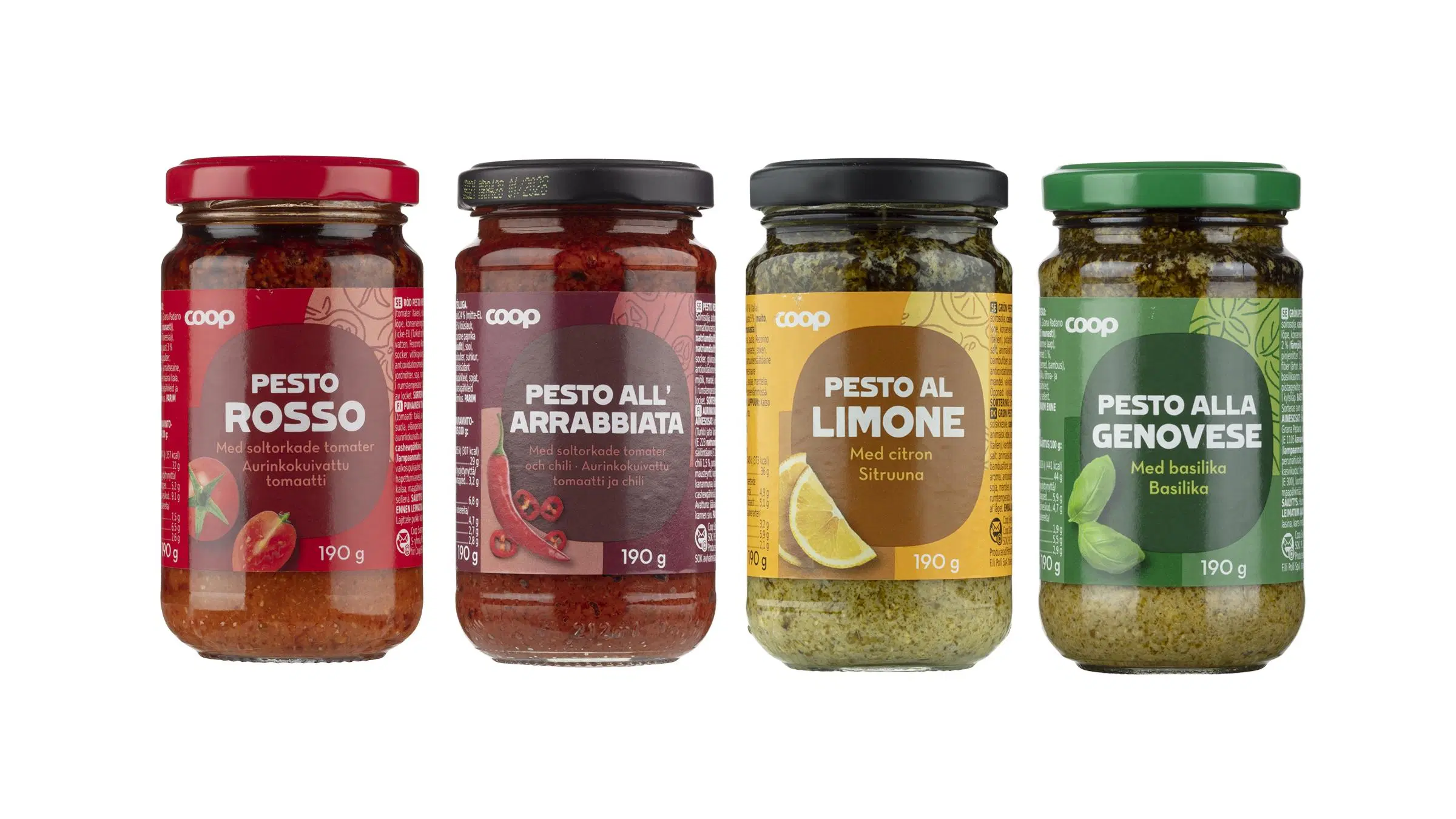 Coop Genovese, Rosso, Arrabbiata ja Limone -pestot