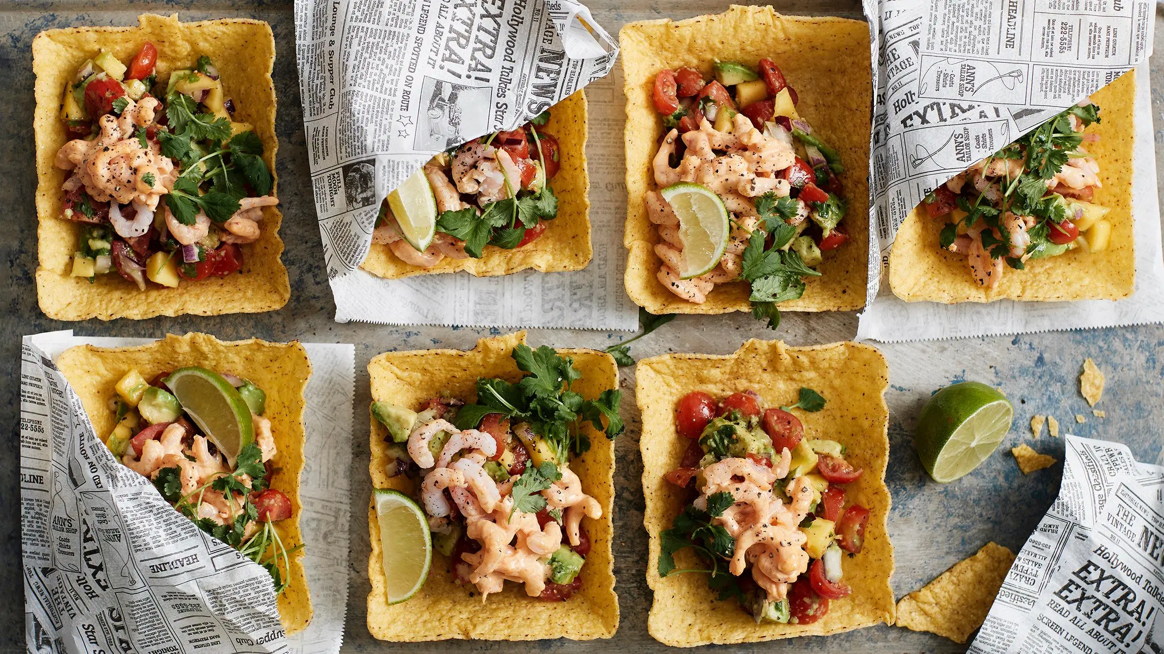 texmex-mastettuja rapuja tacokupeissa