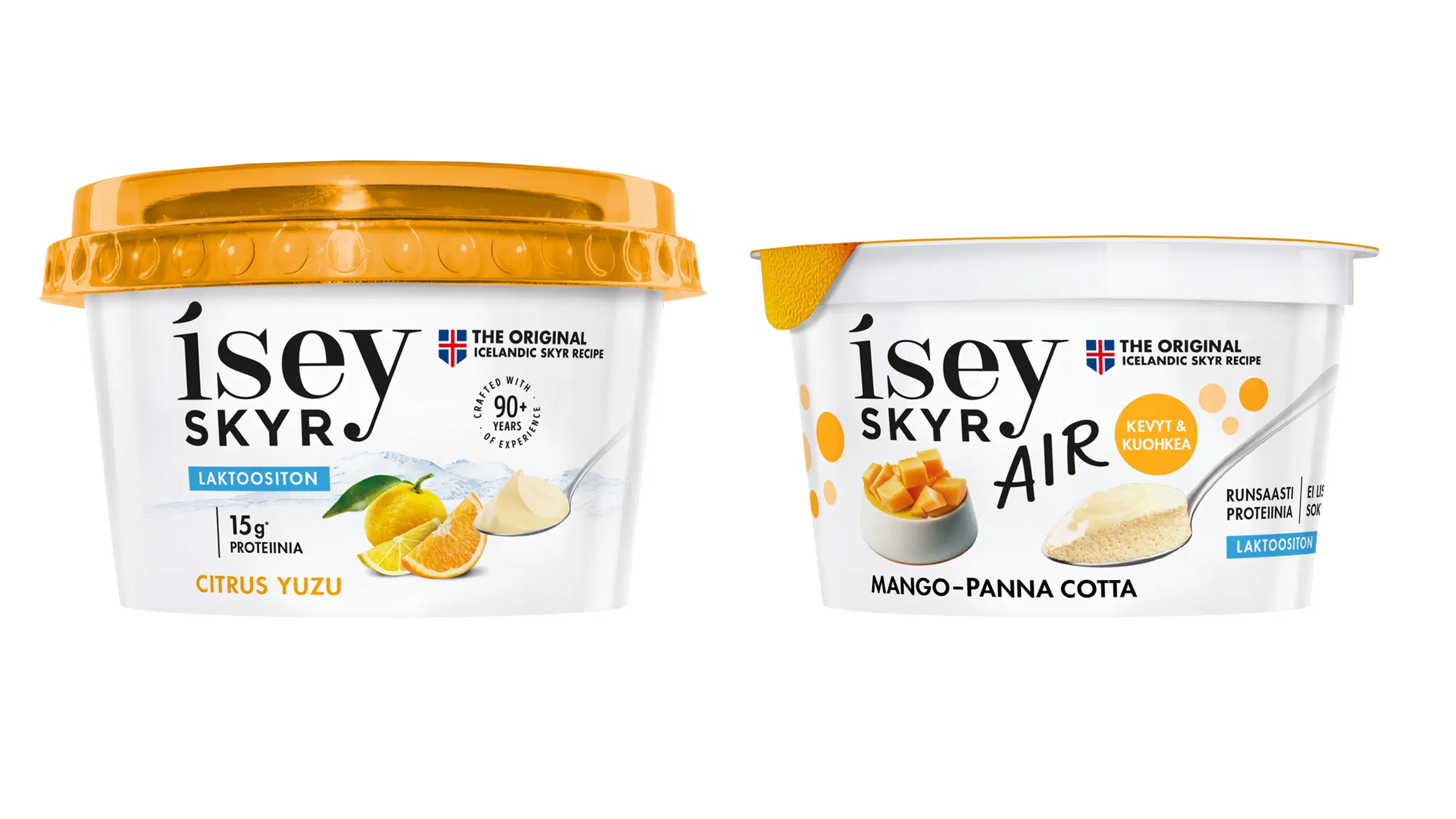 Skyr mango-pannacotta ja sitrus-yuzy