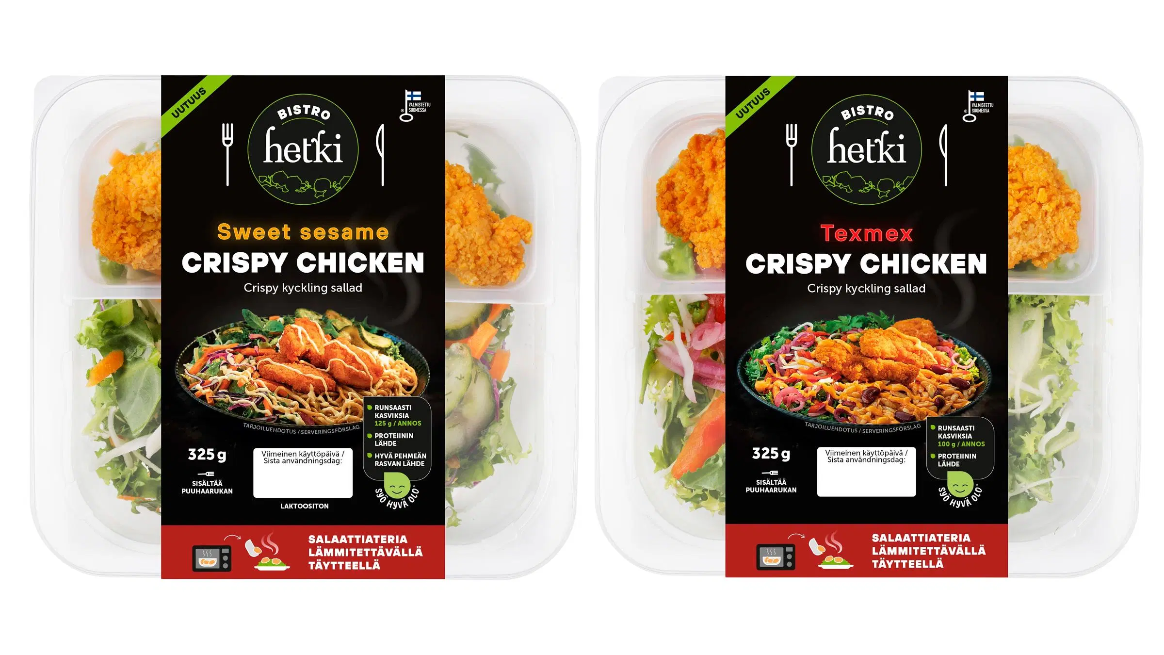 Hetki Bistro Crispy Chicken Tex Mex ja Sweet Sesame -salaatit