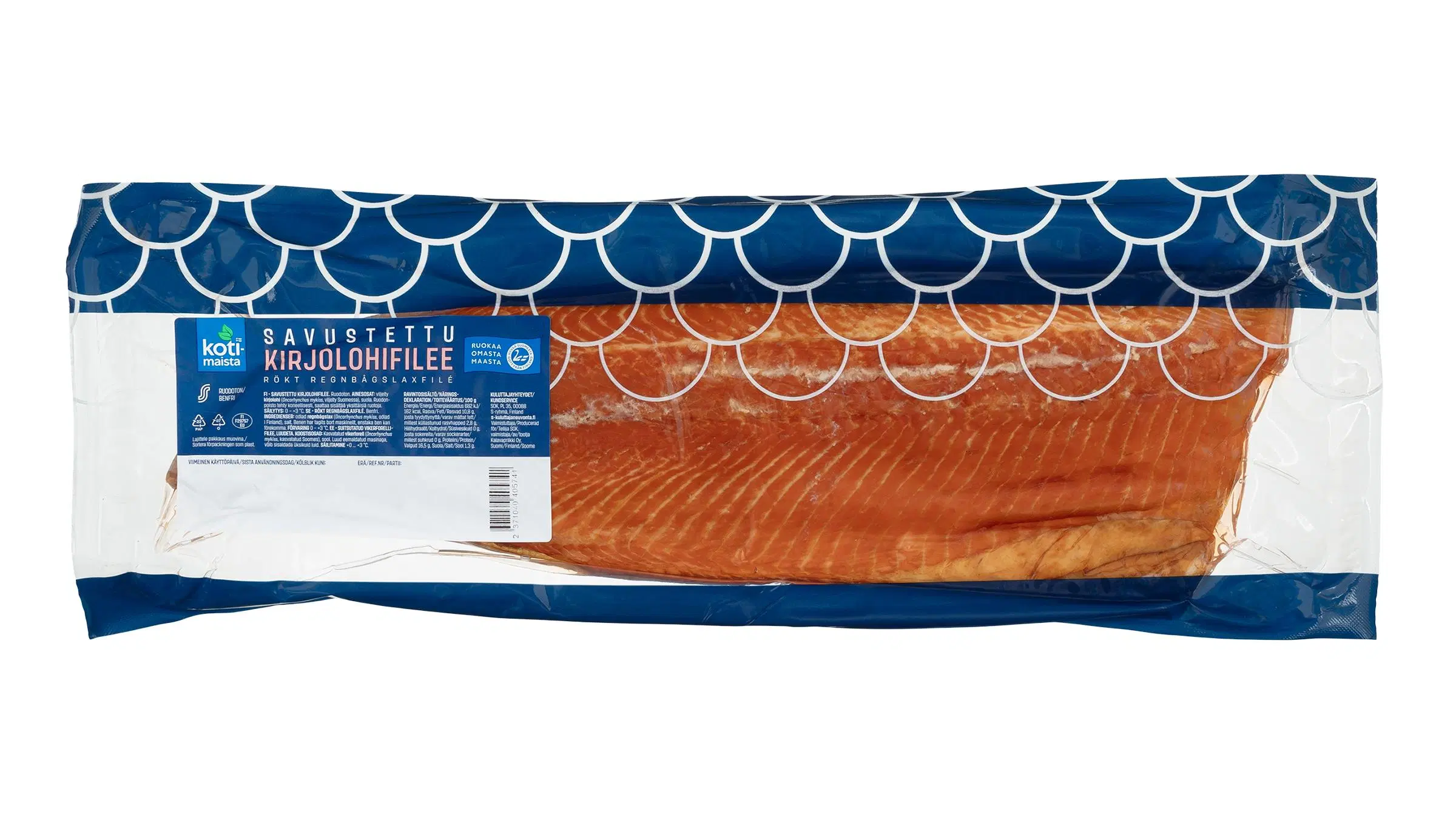 Kotimaista savustettu kirjolohifilee