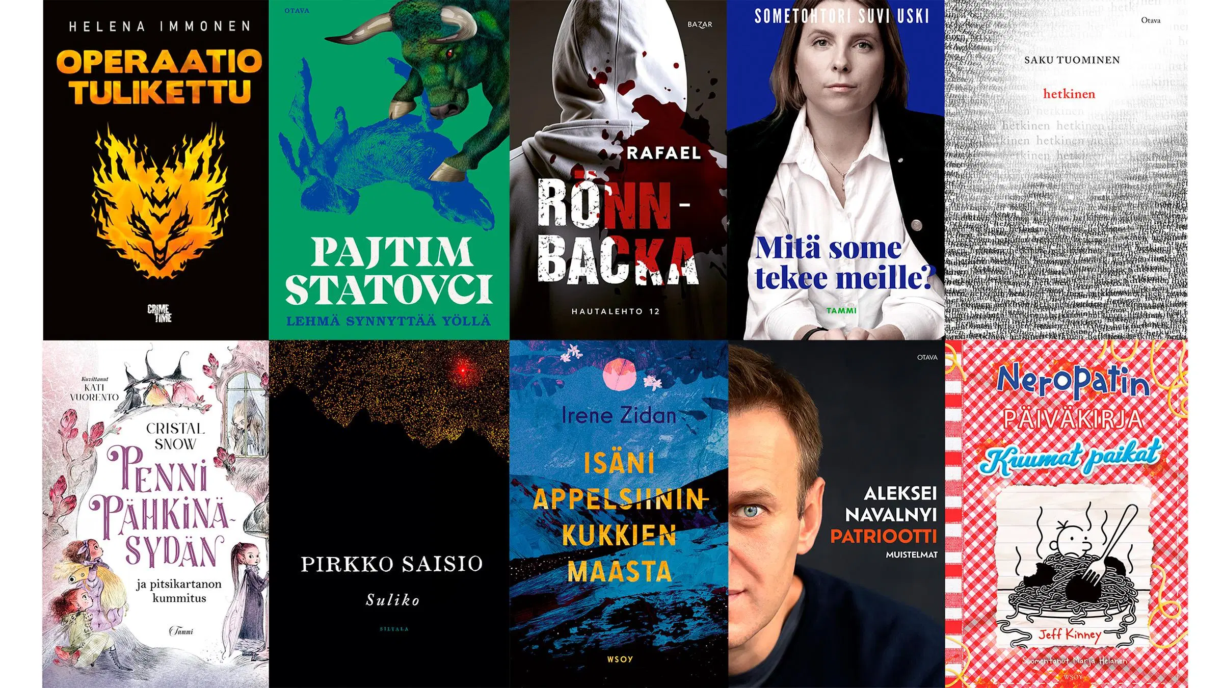 Joulun uutuuskirjojen kansia