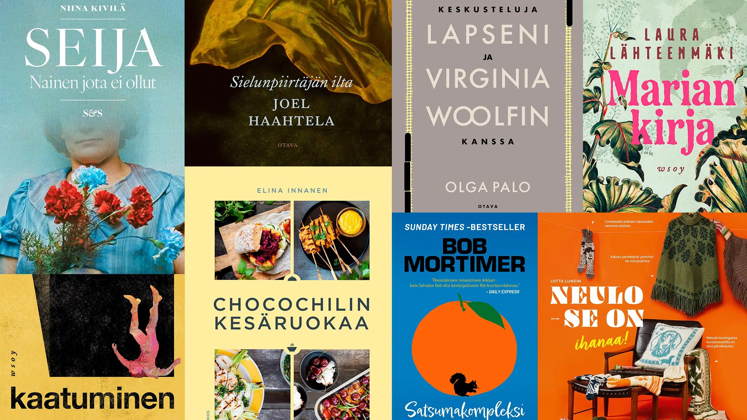 Kooste erilaisten kirjojen kansista