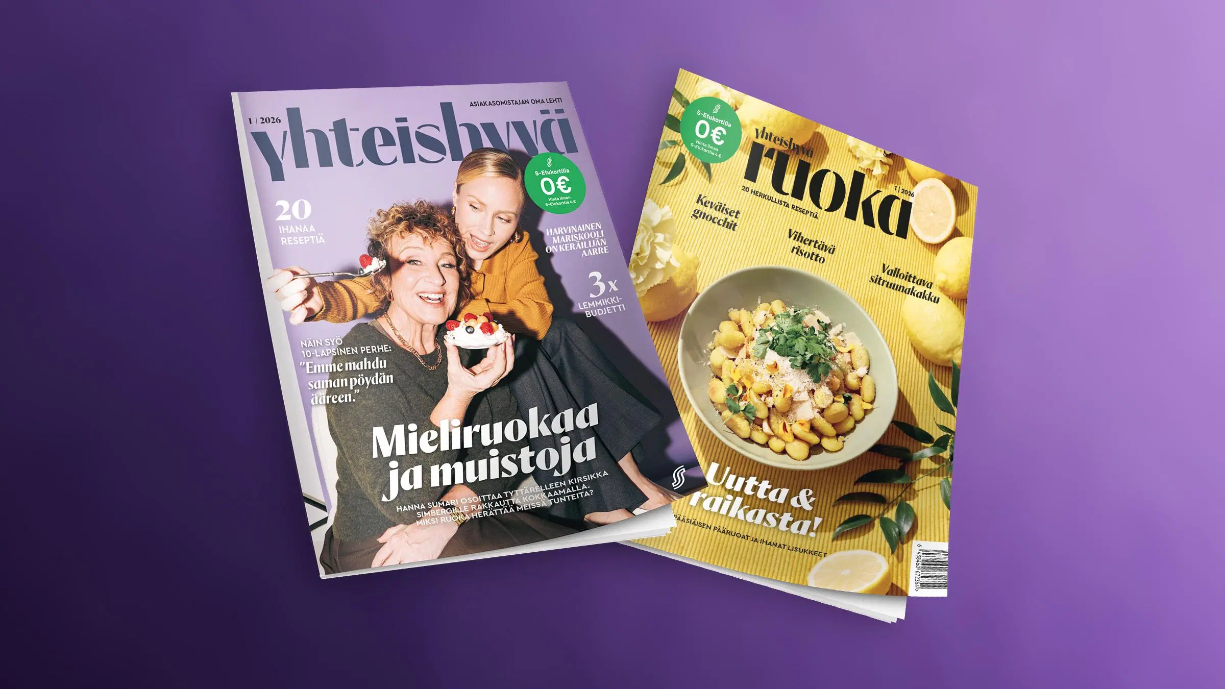 Yhteishyvä ja Yhteishyvä Ruoka 1/2026 -lehtien kannet