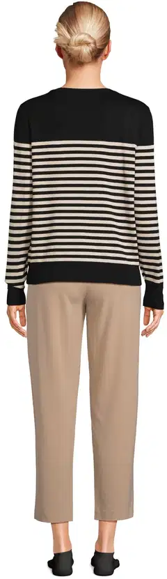 London Fog naisten raidallinen neule 213L262902 - black/beige - 3
