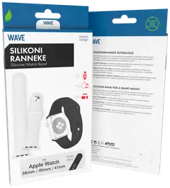 Wave Silikoniranneke, Apple Watch 38mm / Apple Watch 40mm / Apple Watch 41mm / Apple Watch 42mm (Series 10), Musta - 5