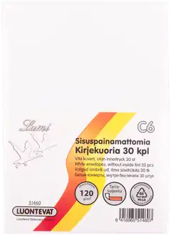 Luontevat kirjekuori Lumi C6 valkoinen tarrasuljenta 30 kpl - 1