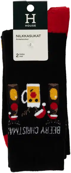 House miesten nilkkasukat Joulu 193H322622 2-pack - Black/red - 1