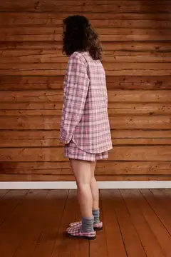 Reino&Aino naisten flanellipyjama Aino - pink check - 5