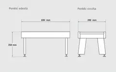 Hermanni laudepaketti haapa 1790 sisältää laudetasot 500/400, kiuassuojakaide 990, penkki 692 - 4