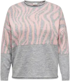 Only Carmakoma naisten neule Carjade Zebra - Medium Grey Melange - 1