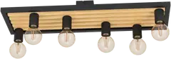 EGLO Kattovalaisin 6-os  Consett 6x40W 78x25cm vaalea puu/musta - 1