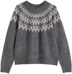 TEX naisten neulepusero jacquard I291428 - GREY - 4