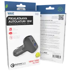 Wave 18 W pikalataava autolaturi 1 x USB Type-C + 1 x USB-A musta - 3