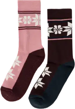 House naisten villapohjasukat 214H322614 2-pack - Pink/wine - 2