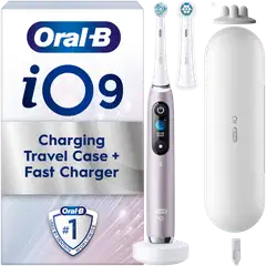 Oral-B iO 9 Rose Quartz sähköhammasharja, 2 vaihtoharjaa, 1 lataava matkakotelo - 1
