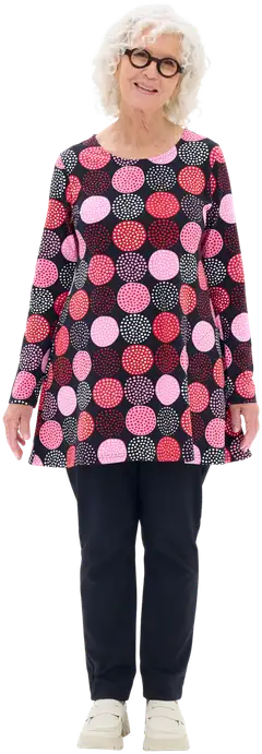 RATIA® naisten pitkähihainen trikootunika Pisara Lumipallo - PUNAINEN/PINKKI - 3