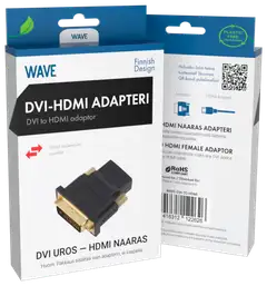 Wave Adapteri, DVI uros - HDMI naaras, Musta - 2