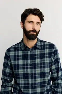 Finlayson miesten kauluspaita Tartaani - Green check - 7