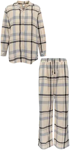 Actuelle naisten flanellipyjama 212A382516 - Beige/black check - 1