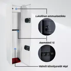 Trekker asekaappi 5 aseelle as500, valkoinen - 4