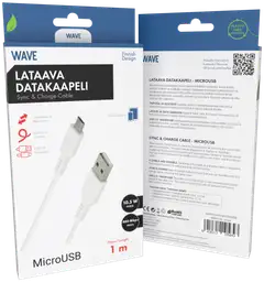 Wave lataava datakaapeli MicroUSB valkoinen - 1