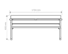 Jämäkkä penkki käsinojilla, tumman harmaa, 178x61x82 cm - 3