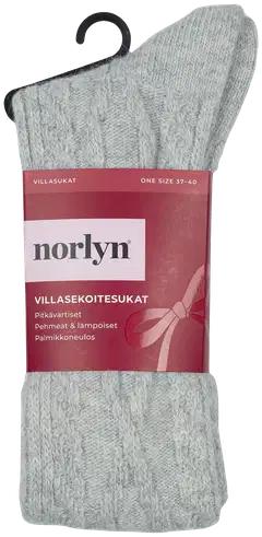 Norlyn naisten villasekoitesukat - Light Grey Melange - 1