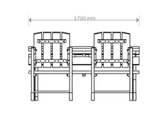 Jämäkkä kalusteryhmä pöydällä, penkillä ja kahdella tuolilla, harmaa 170x170x74cm - 4