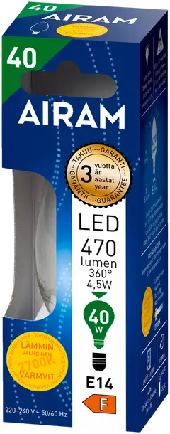 Airam LED-kynttilälamppu 4,5W E14 470LM 2700K - 2