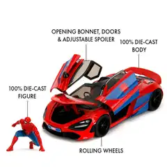 Jada - Marvel Spider-Man McLaren 720S 1:24, 19 cm auto ja Spider-Man hahmo, die-cast - 11
