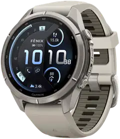Garmin Fenix 9 Pro inReach 43 mm titaani, sumunharmaa ja tumma hiekanvärinen urheilukello - 1