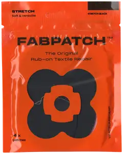 Vaatelaastari FabPatch, STRETCH BLACK -Vaatelaastari, hankaamalla kiinnittyvä tekstiilien korjauspaikka - 1