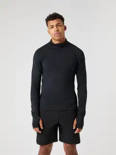 Björn Borg miesten pitkähihainen treenipaita vetoketjukauluksella 10004837 - BLACK - 1